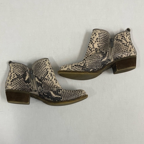 Lucky Brand Bartalino Snake Print Leather Booties - Size 7 - Picture 2 of 9